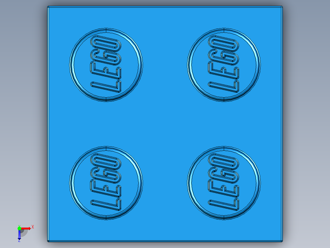 乐高套装 4421基本积木-300323 Bright Blue Brick 2 x 2.STEP俯视图