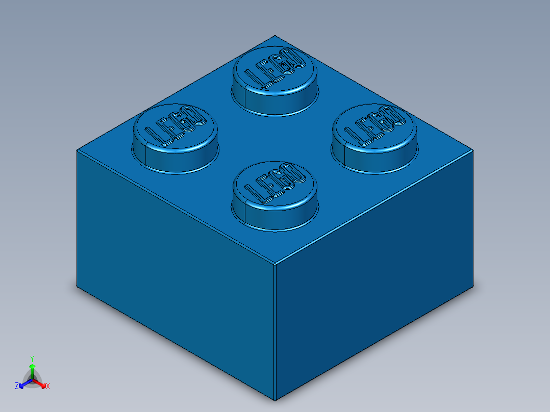 乐高套装 4421基本积木-300323 Bright Blue Brick 2 x 2.STEP正等轴测图