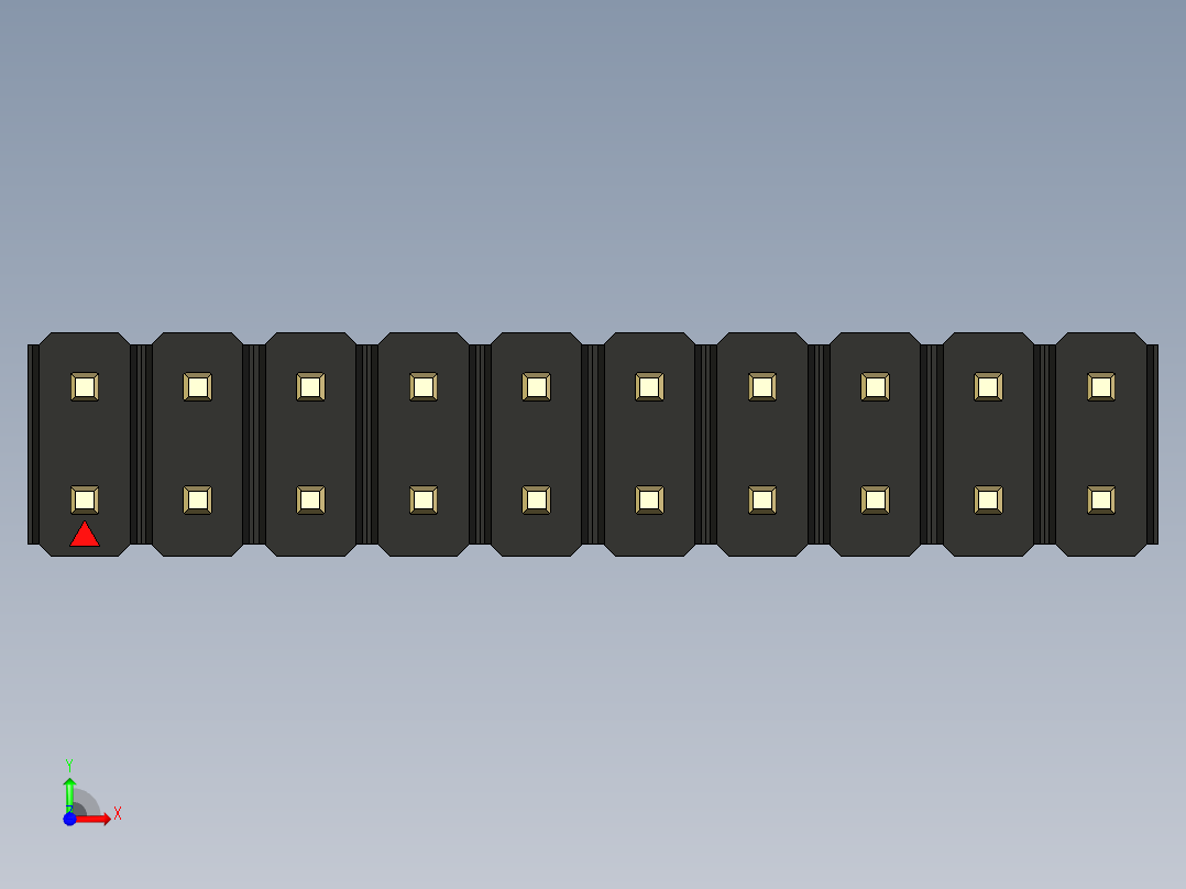 彩色公头100mil（2.54mm）系列-DS1021_black_2x10p_100mil_Type1_rev1.0前视图