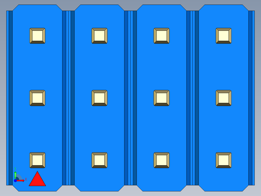 彩色公头100mil（2.54mm）系列-DS1021_blue_3x04p_100mil_Type1_rev1.0前视图