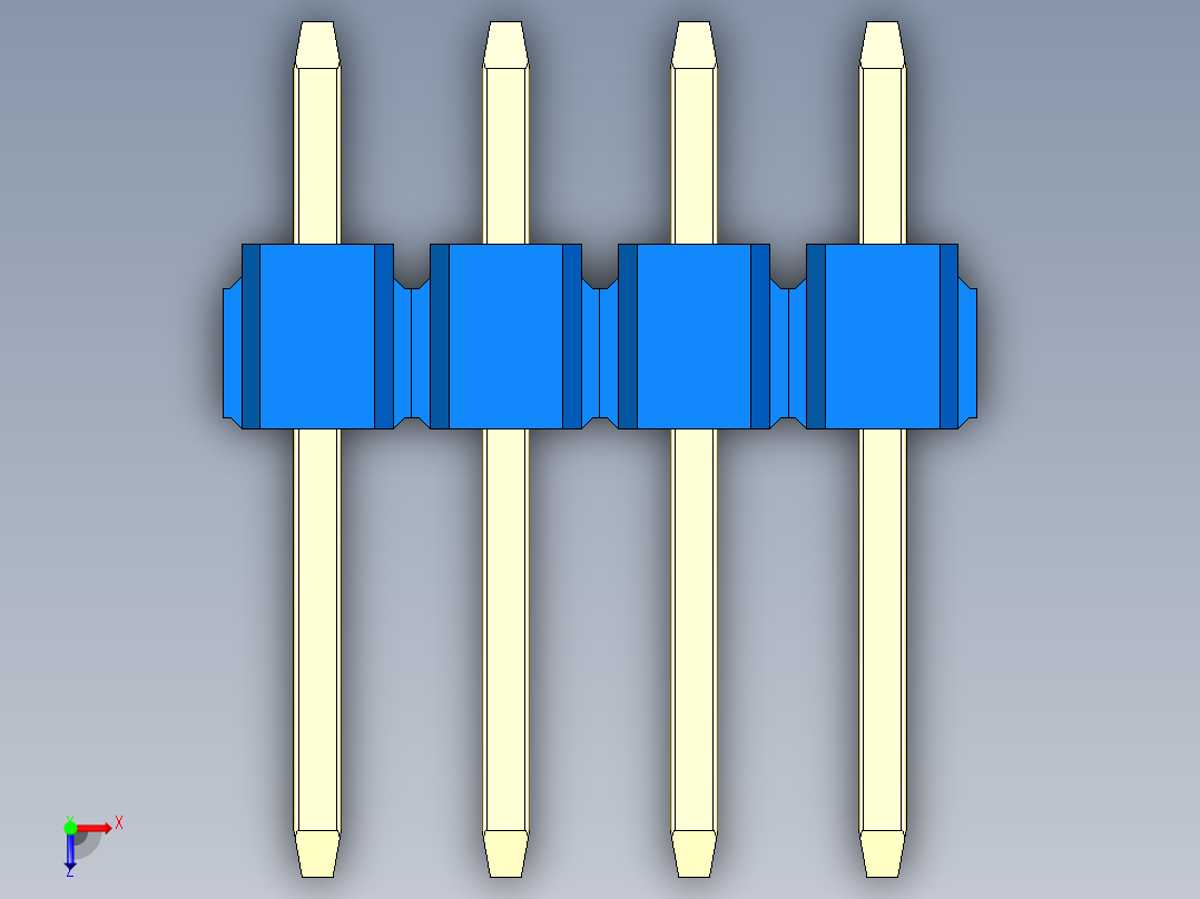 彩色公头100mil（2.54mm）系列-DS1021_blue_3x04p_100mil_Type1_rev1.0俯视图
