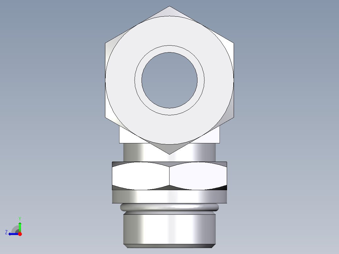 卡套式工业通用硬管接头EO_Adjustable_locknut_branch_tee_TEE25ZSMORCF右视图