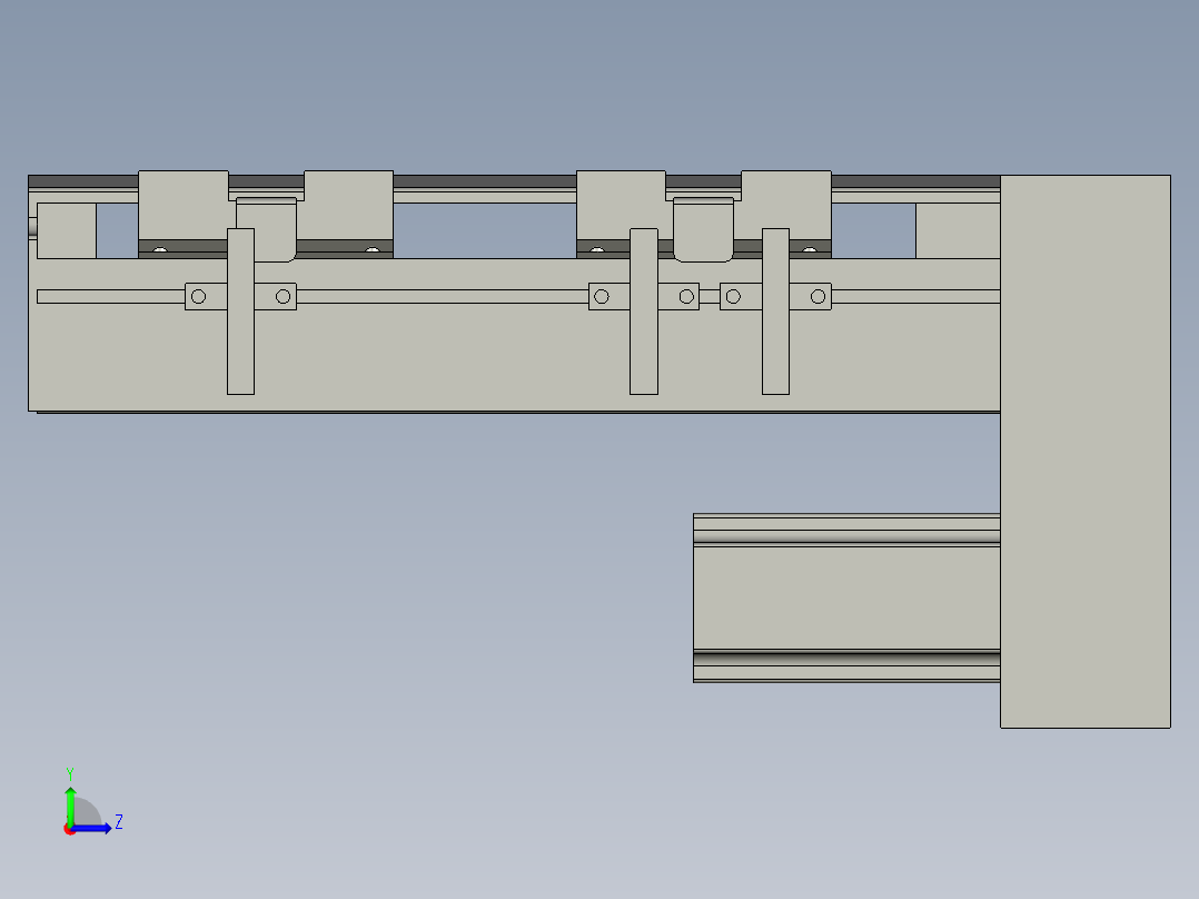 直线模组LHA6-S100-D-100W(16丝杆)设计图纸左视图