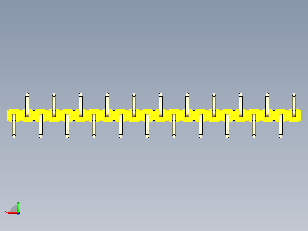 彩色公排针 100mil 2.54mm 系列-DS1022_yellow_22p_100mil_Type_SMT_R1_rev1.0后视图