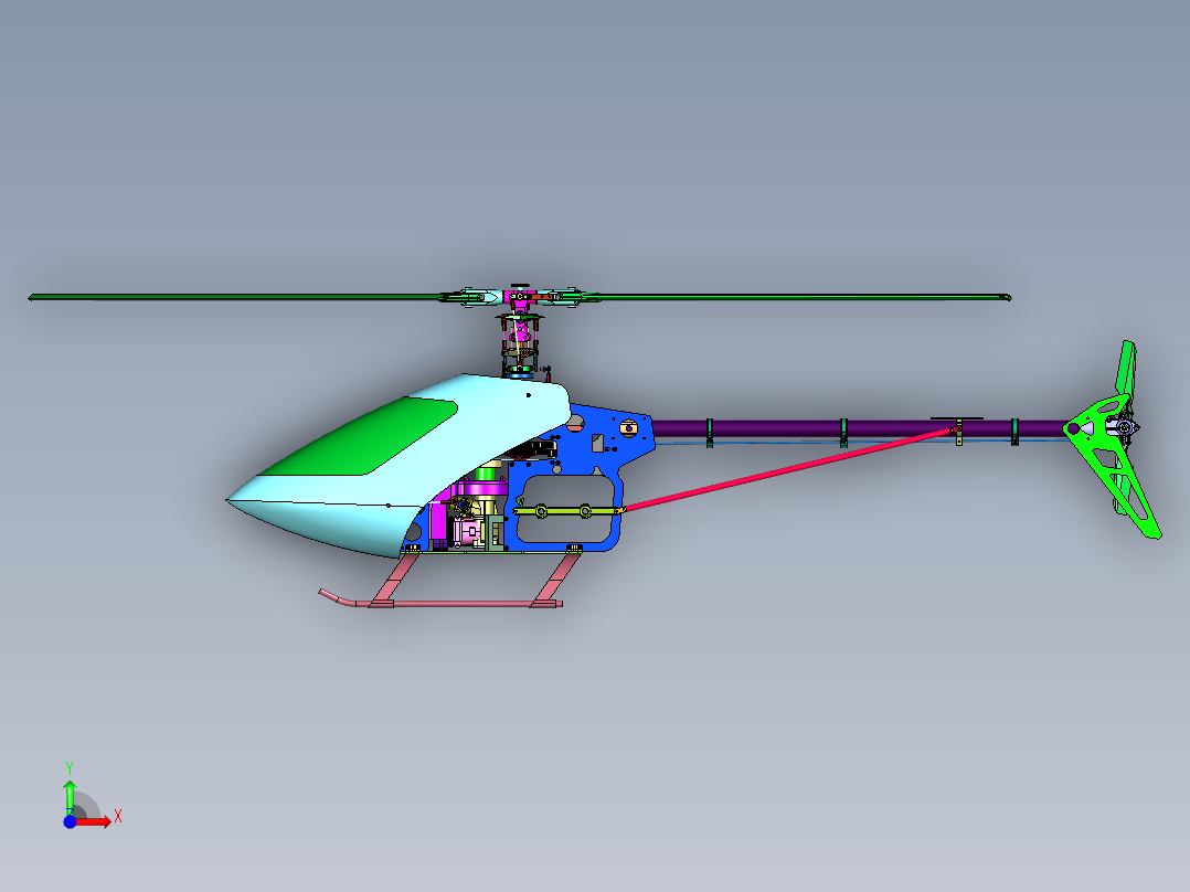 迷你直升遥控飞机航模前视图