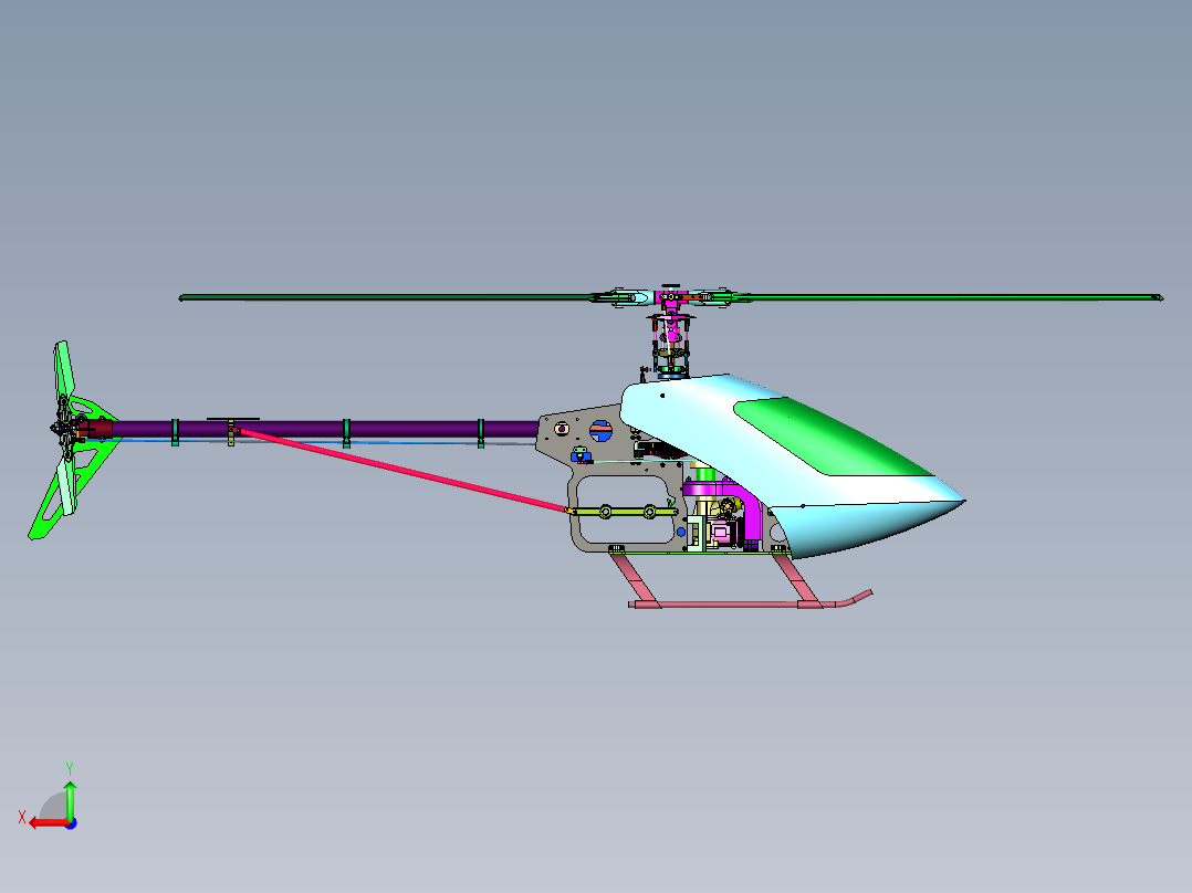 迷你直升遥控飞机航模后视图