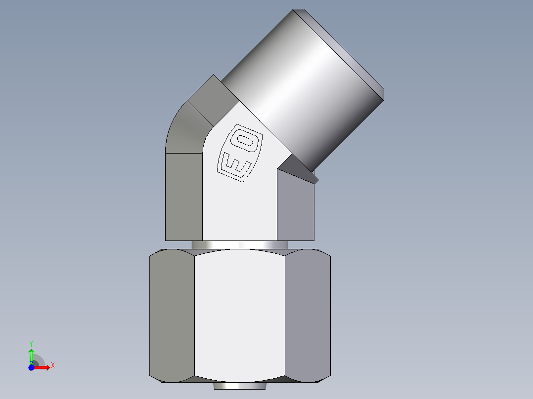 卡套式工业通用硬管接头EO_Swivel_nut_45_deg_elbow_EV06SOMD71前视图