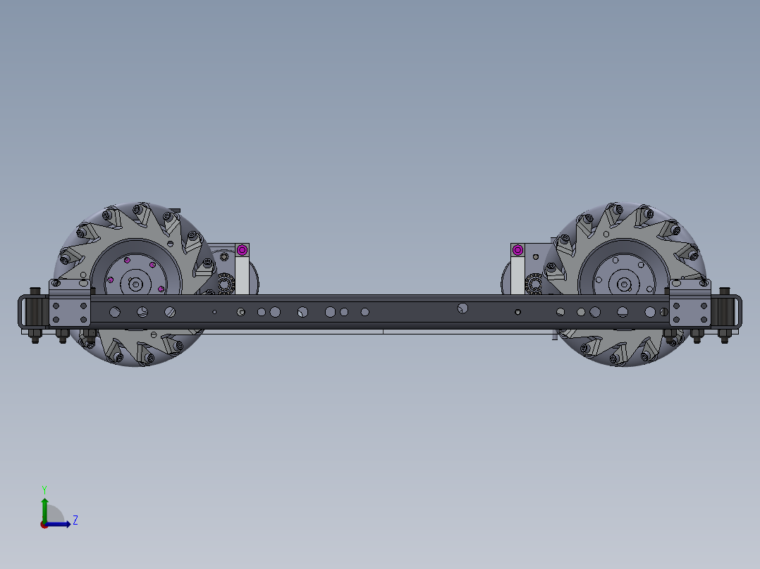 麦克纳姆轮底盘小车3d图纸 全方位设计 麦克纳姆轮agv小车3d模型左视图