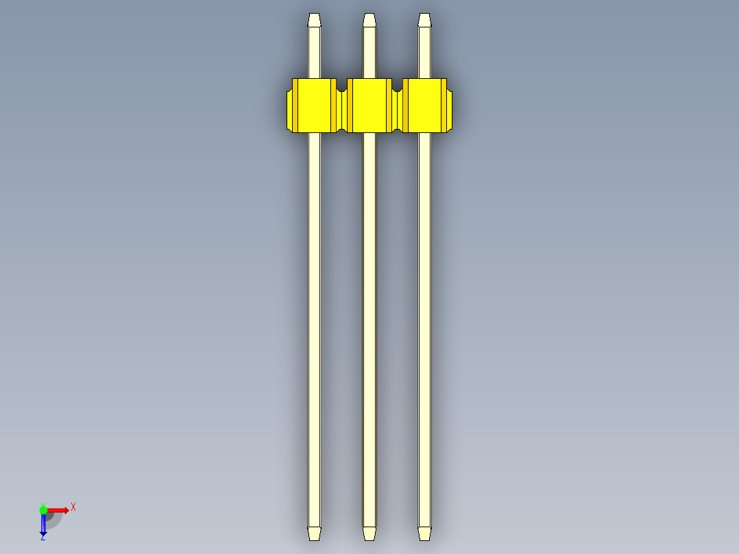 彩色公头100mil（2.54mm）系列-DS1021_yellow_1x03p_100mil_Type19_rev1.0俯视图