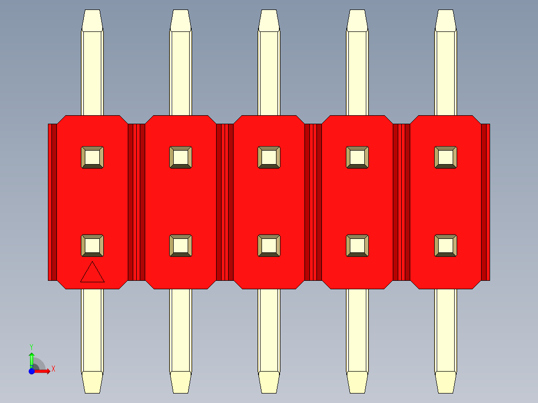 彩色公排针 100mil 2.54mm 系列-DS1022_red_10p_100mil_TypeSMT_rev1.0前视图
