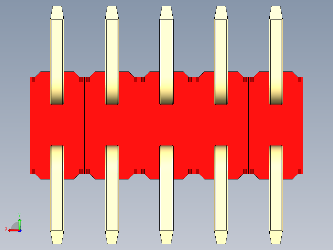 彩色公排针 100mil 2.54mm 系列-DS1022_red_10p_100mil_TypeSMT_rev1.0后视图