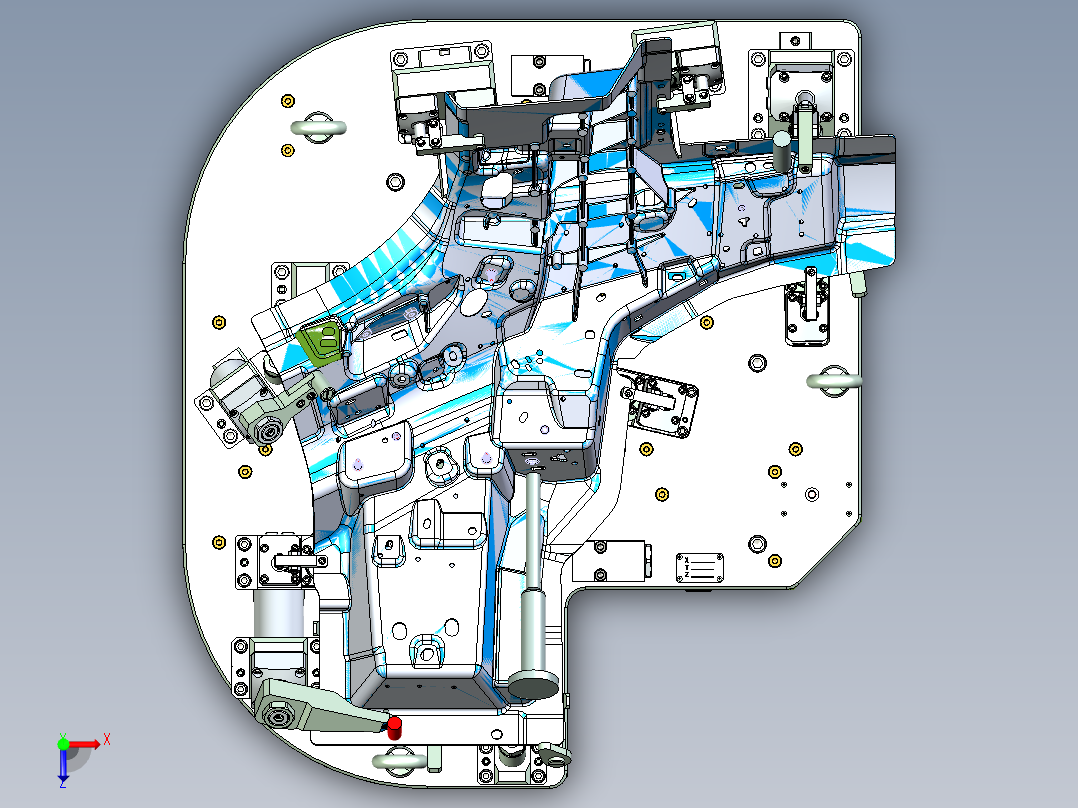 左护板液压夹具俯视图