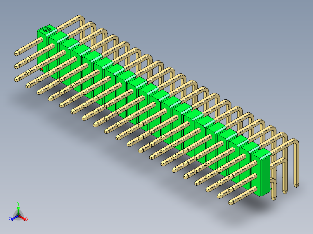 彩色公排针 100mil 2.54mm 系列-DS1022_green_3x20p_100mil_TypeD_rev1.0