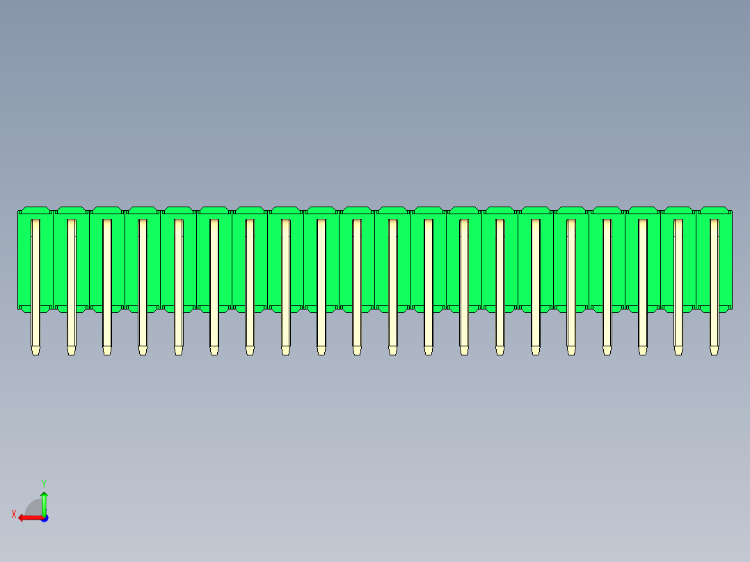彩色公排针 100mil 2.54mm 系列-DS1022_green_3x20p_100mil_TypeD_rev1.0后视图