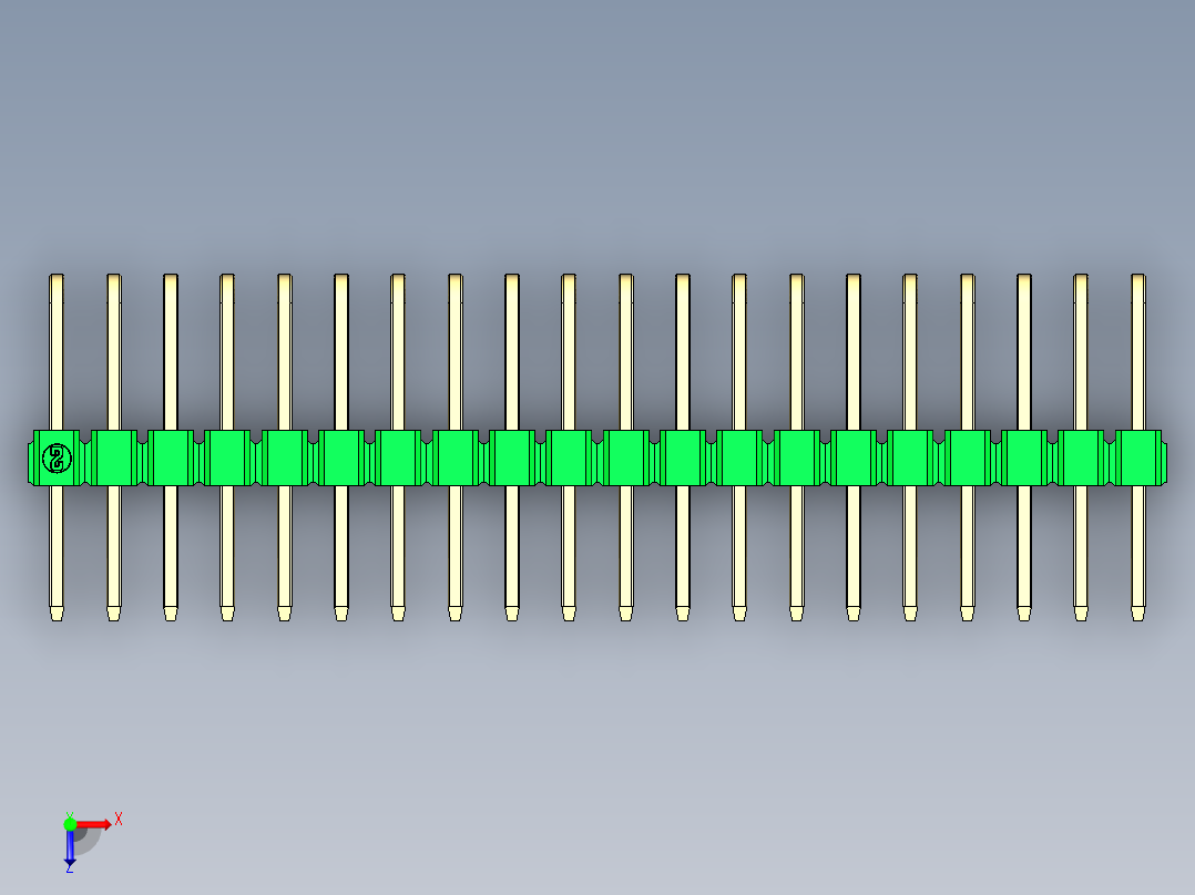 彩色公排针 100mil 2.54mm 系列-DS1022_green_3x20p_100mil_TypeD_rev1.0俯视图