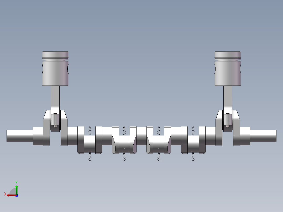 曲轴连杆活塞模型与CAD后视图