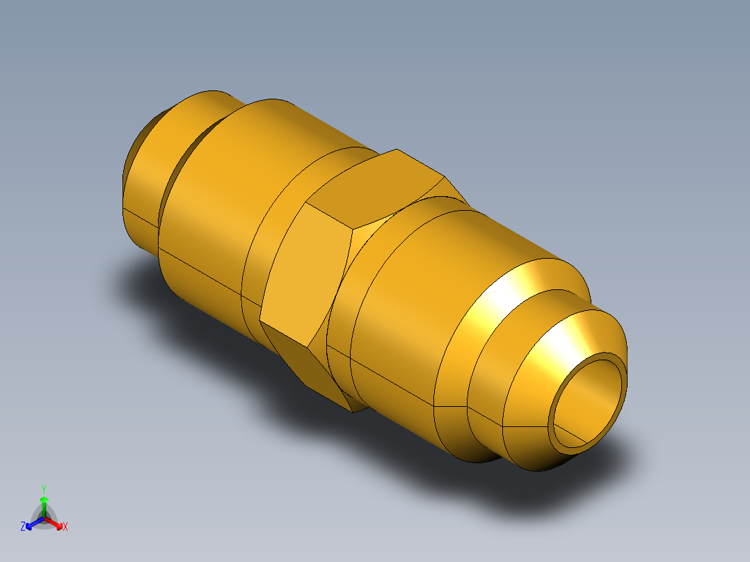 扩口式工业通用硬管接头Union 42F-4正等轴测图