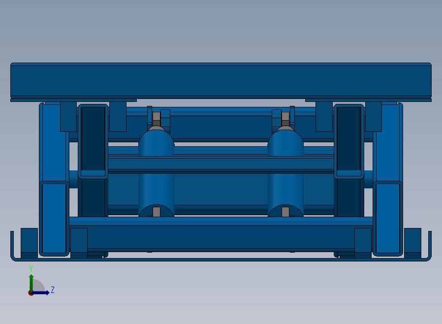 普通四缸液压升降台3D模型图纸 Solidworks设计 附STEP格式左视图