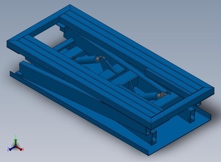 普通四缸液压升降台3D模型图纸 Solidworks设计 附STEP格式正等轴测图