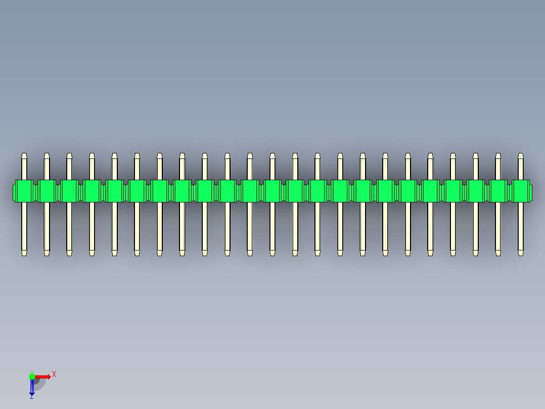 彩色公头100mil（2.54mm）系列-DS1021_green_1x23p_100mil_Type1_rev1.0俯视图
