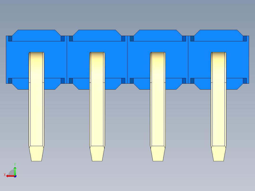 彩色公排针 100mil 2.54mm 系列-DS1022_blue_1x04p_100mil_TypeD_rev1.0后视图