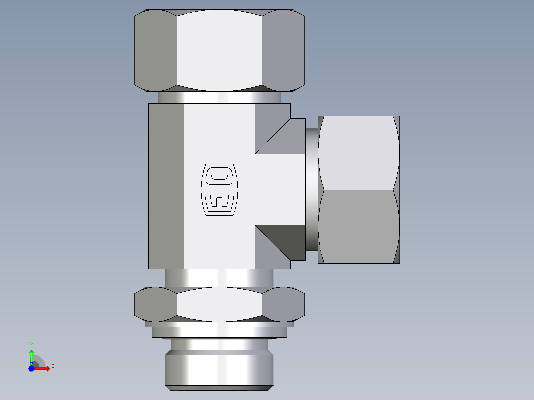 卡套式工业通用硬管接头EO_Adjustable_locknut_run_tee_LEE22LRCF前视图