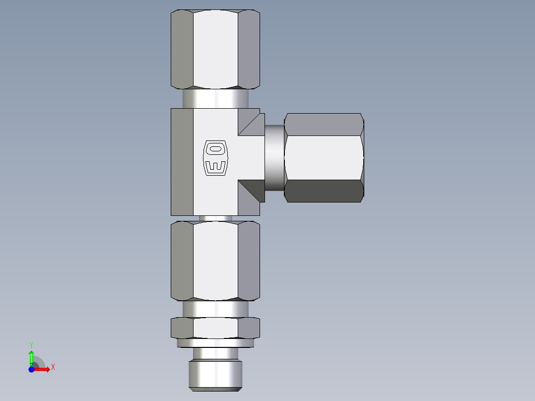 卡套式工业通用硬管接头EO_Assembled_adjustable_standpipe_run_tee_EVL06LR71前视图