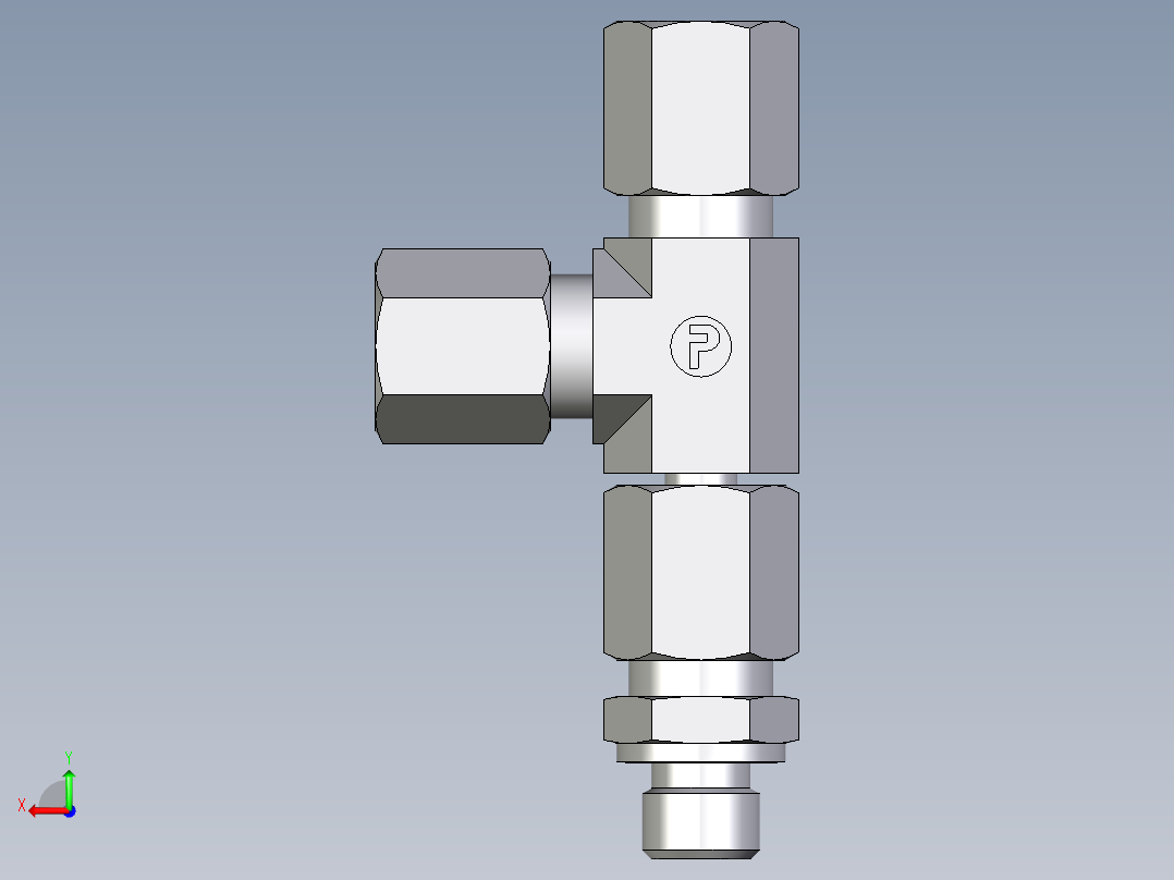 卡套式工业通用硬管接头EO_Assembled_adjustable_standpipe_run_tee_EVL06LR71后视图