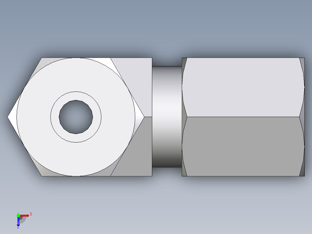 卡套式工业通用硬管接头EO_Assembled_adjustable_standpipe_run_tee_EVL06LR71俯视图