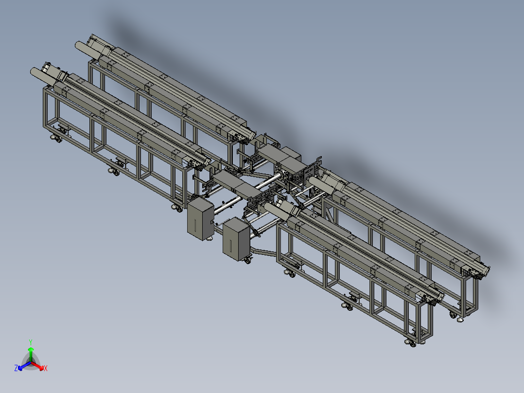 双排快速输送机正等轴测图
