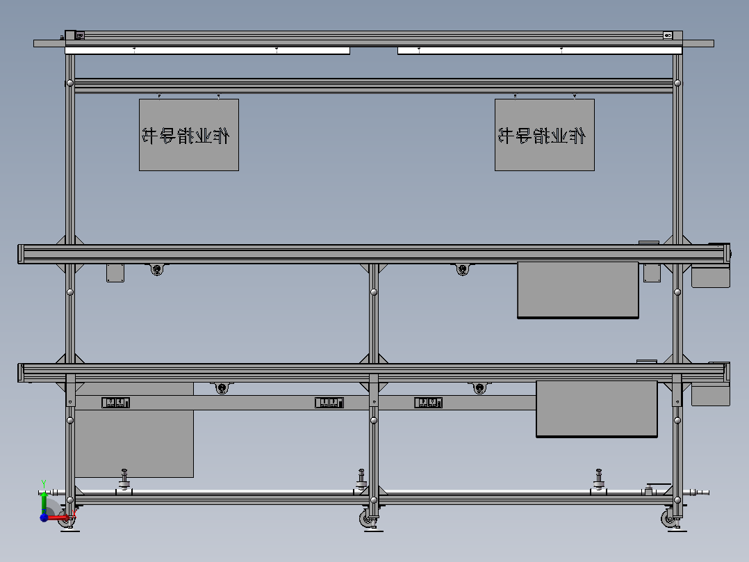 3M双层皮带线 3D图纸非标自动化机械三维前视图