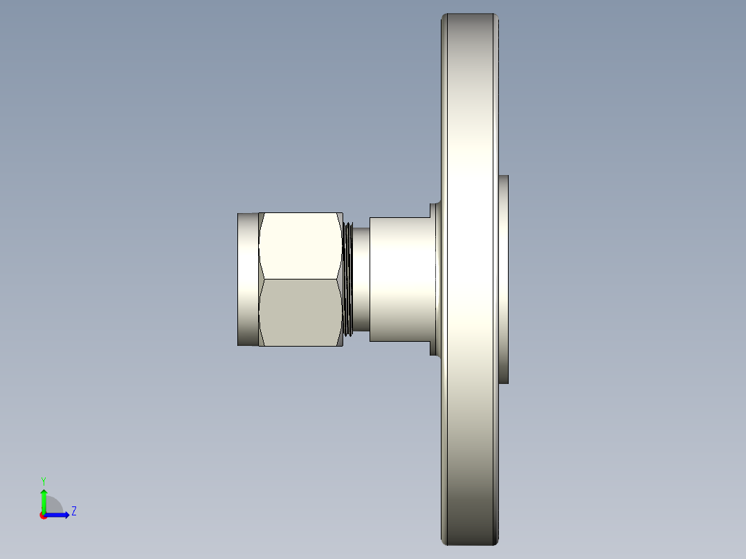 不锈钢ANSI法兰适配器，1-2英寸。卡套管接头，NPS 1-2英寸左视图