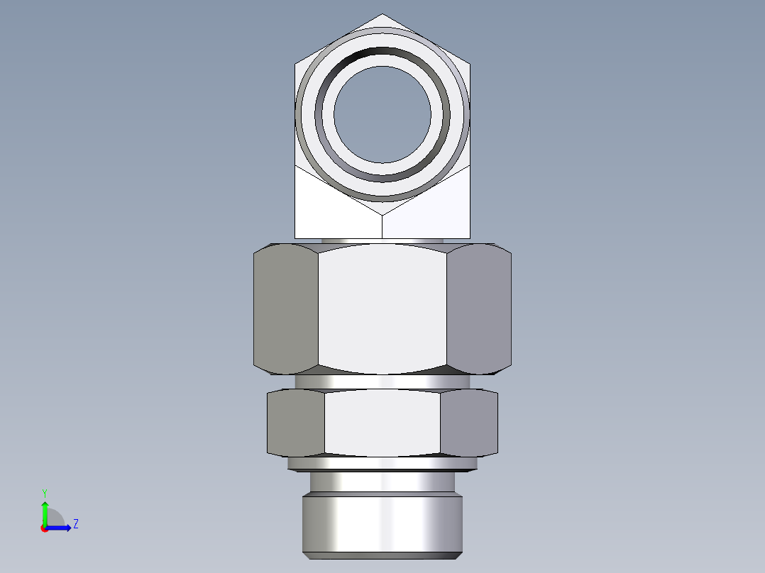 卡套式工业通用硬管接头EO_Assembled_adjustable_standpipe_branch_tee_EVT25SMOMD71左视图