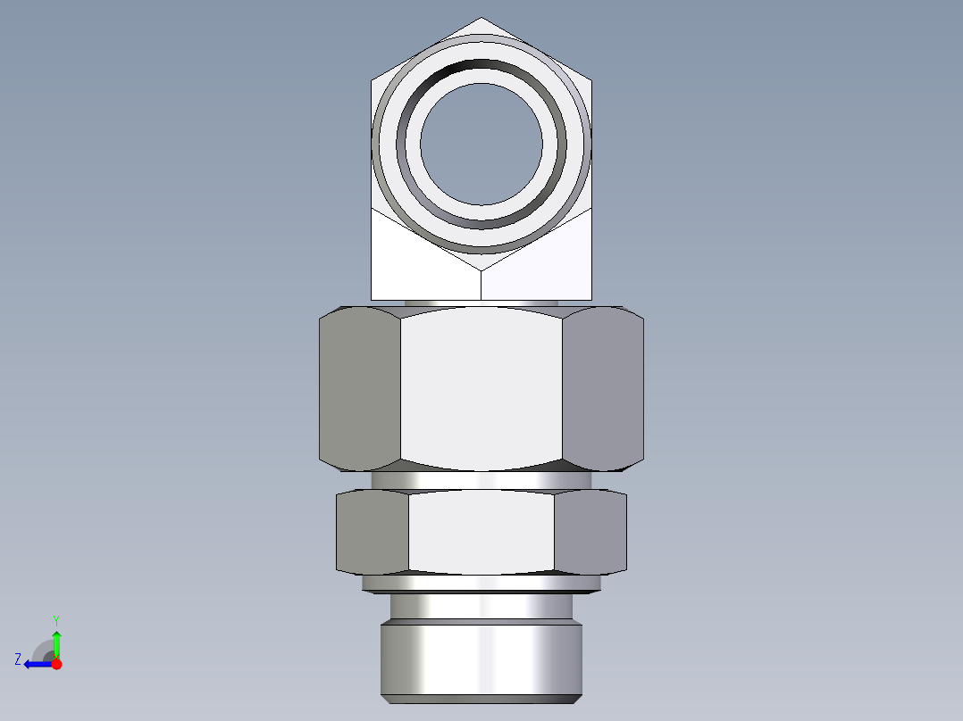 卡套式工业通用硬管接头EO_Assembled_adjustable_standpipe_branch_tee_EVT25SMOMD71右视图