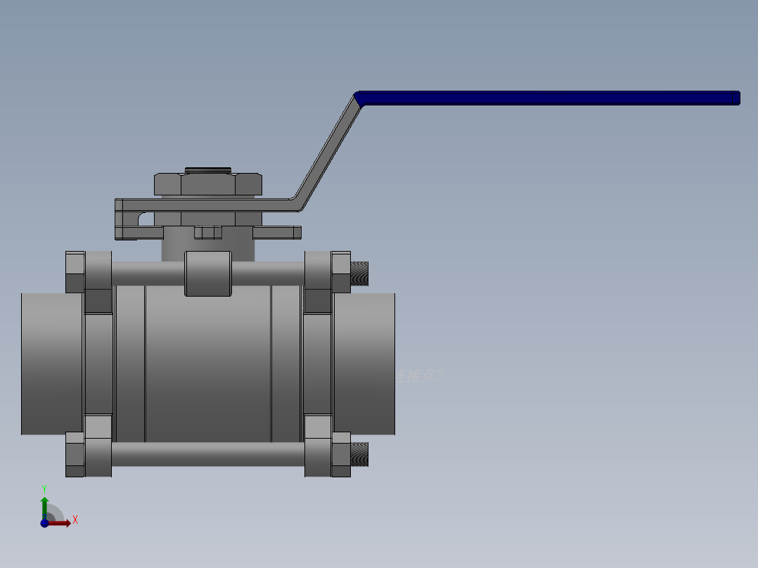 三片式对焊球阀-304 DN15-DN80前视图