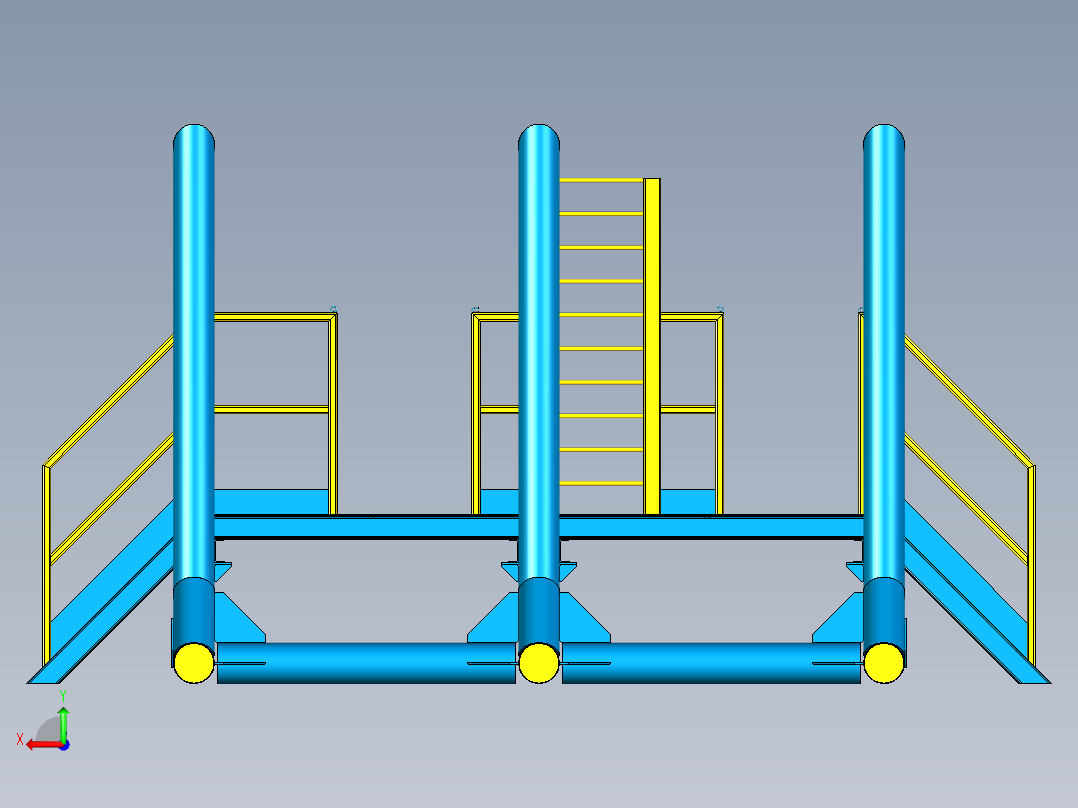 Pipe rack管廊梯架模型3D图纸 STP格式后视图