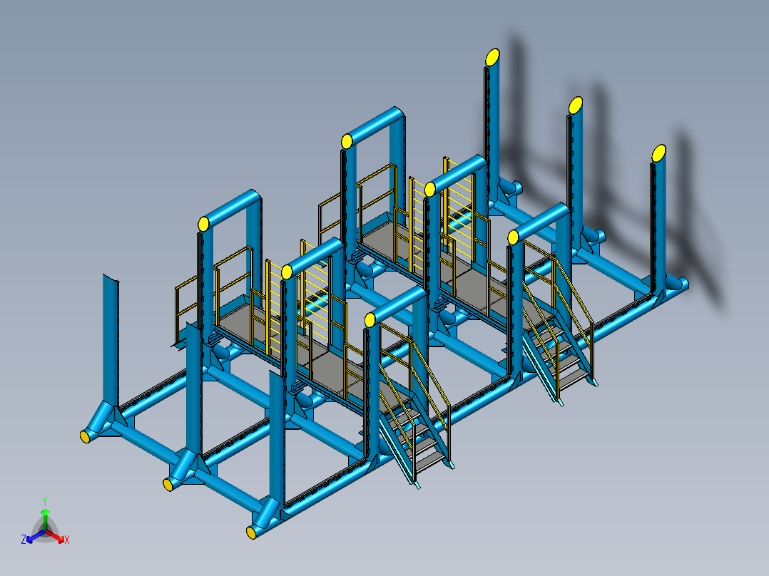 Pipe rack管廊梯架模型3D图纸 STP格式正等轴测图