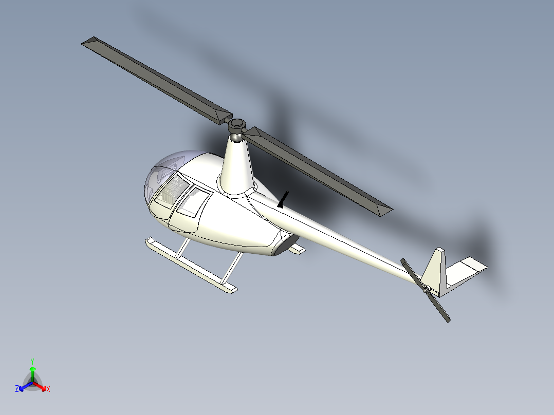 catia 直升飞机巡警正等轴测图