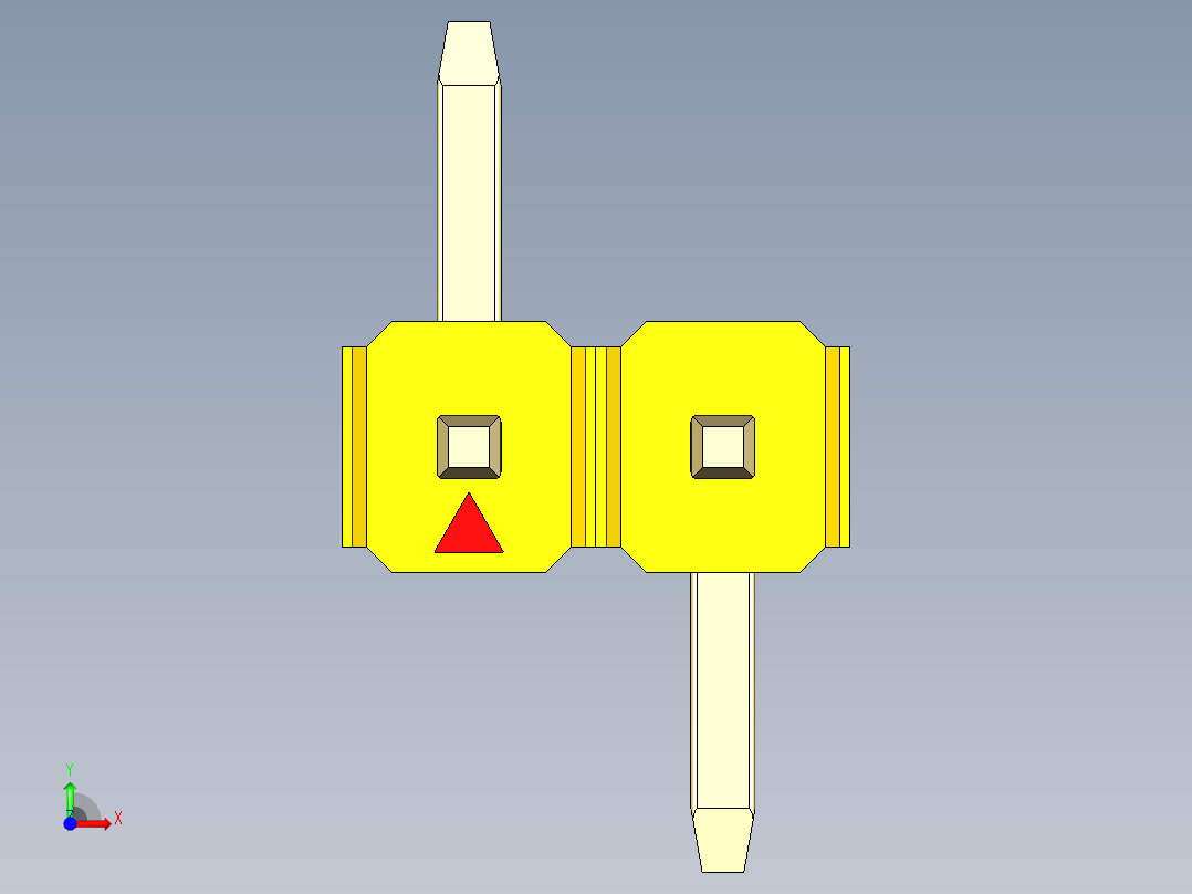 彩色公排针 100mil 2.54mm 系列-DS1022_yellow_02p_100mil_Type_SMT_R1_rev1.0前视图