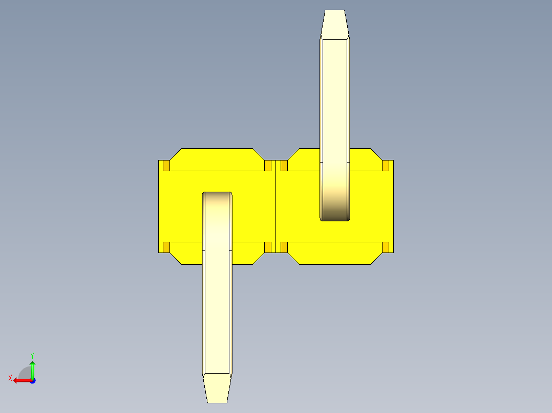 彩色公排针 100mil 2.54mm 系列-DS1022_yellow_02p_100mil_Type_SMT_R1_rev1.0后视图