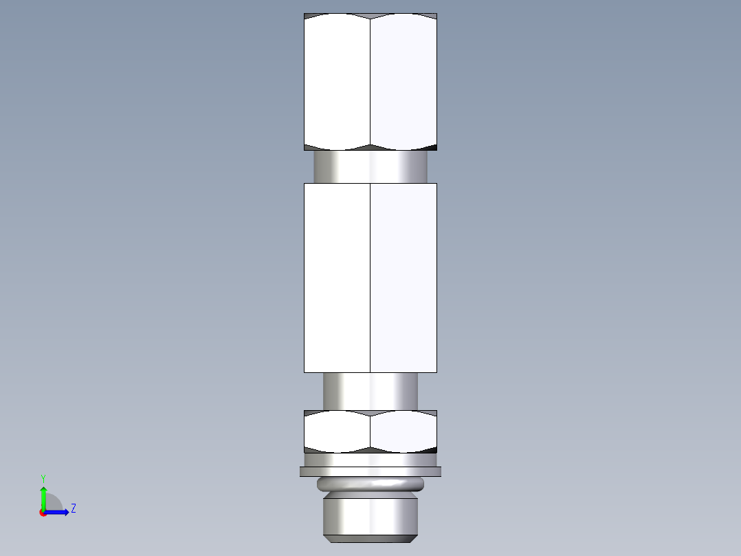 卡套式工业通用硬管接头EO_Adjustable_locknut_run_tee_LEE06ZLMORCF左视图