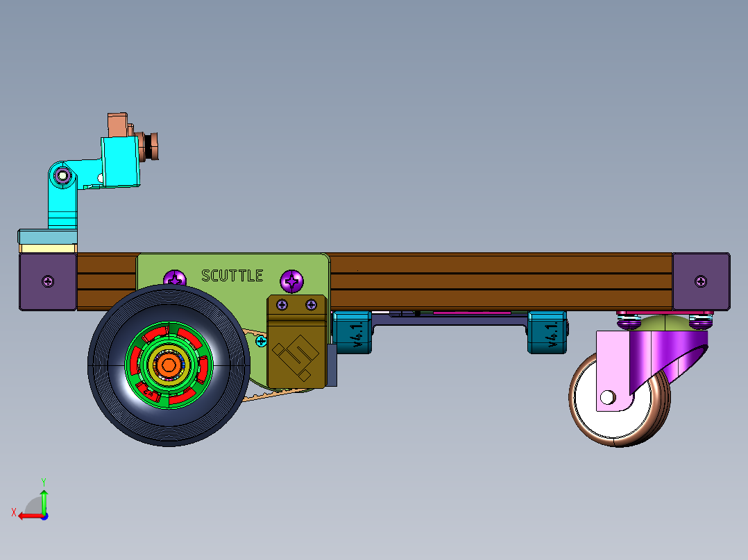 双驱动的视觉导引AGV原型车后视图