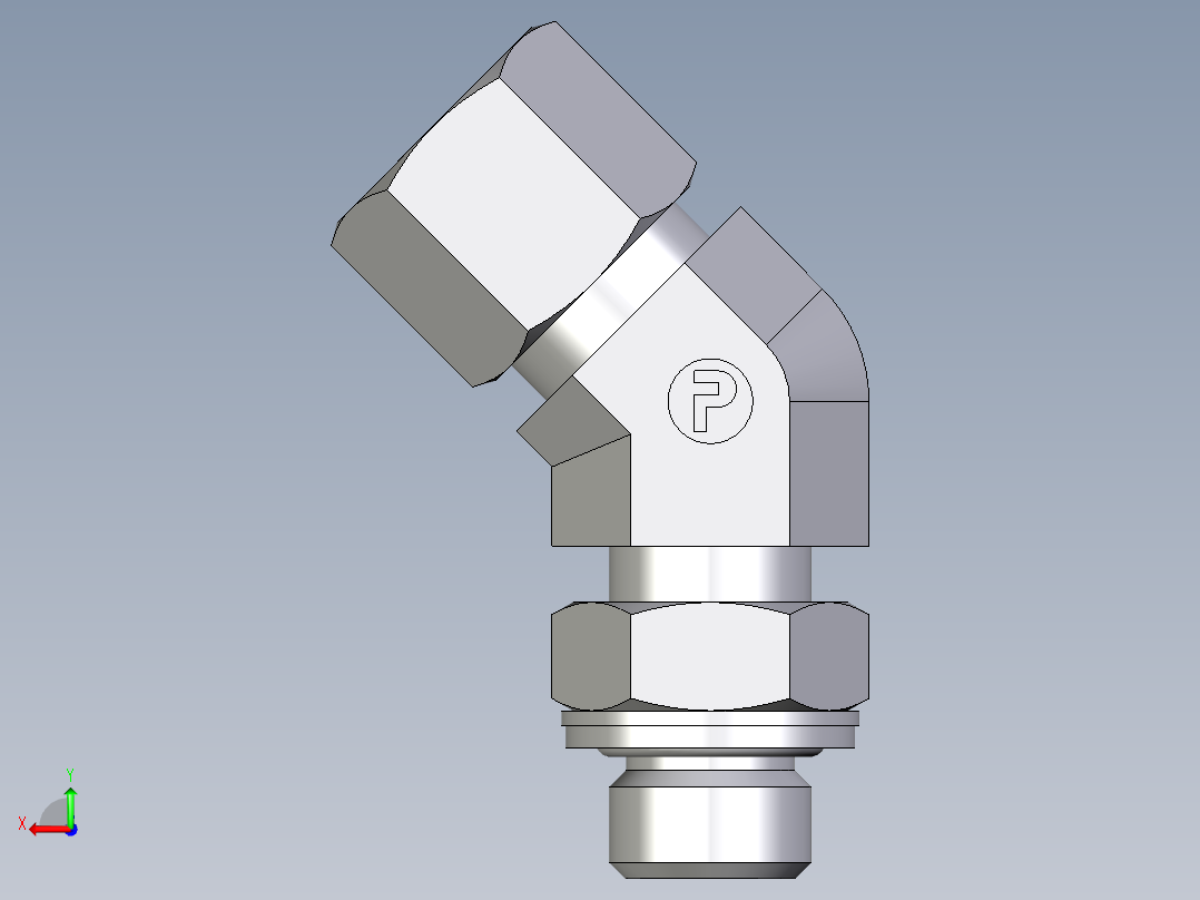 卡套式工业通用硬管接头EO_Adjustable_locknut_45_deg_elbow_VEE10ZLMCF后视图