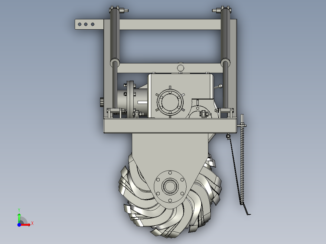 农业旋耕机3D数模图纸 STP格式前视图