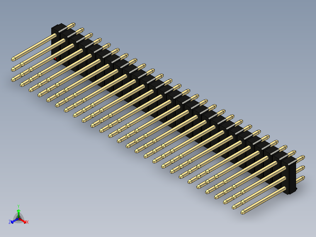 彩色公头100mil（2.54mm）系列-DS1021_black_3x27p_100mil_Type5_rev1.0正等轴测图