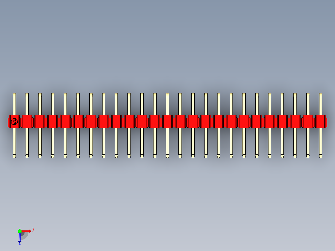 彩色公排针 100mil 2.54mm 系列-DS1022_red_2x25p_100mil_TypeD_rev1.0俯视图
