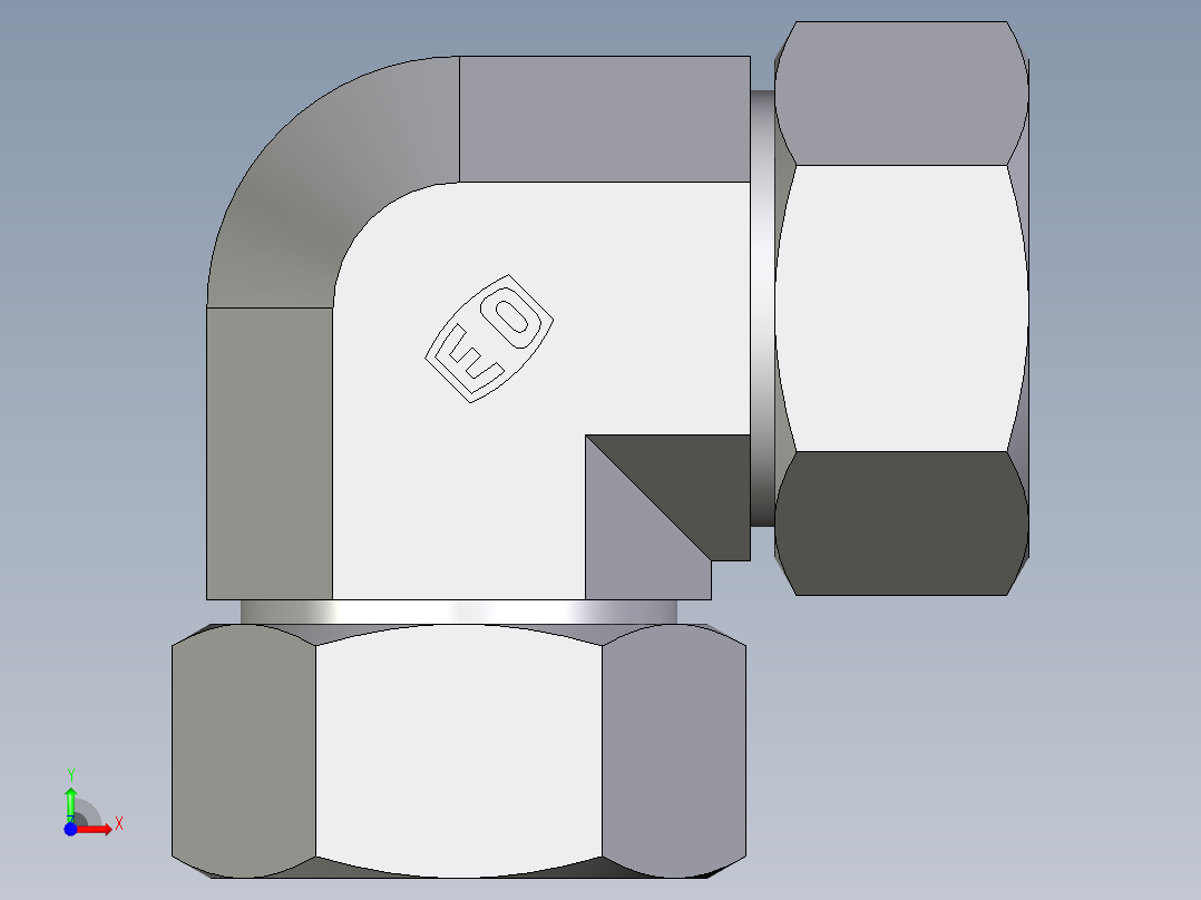 卡套式工业通用硬管接头EO_Union_elbow_W28L71前视图
