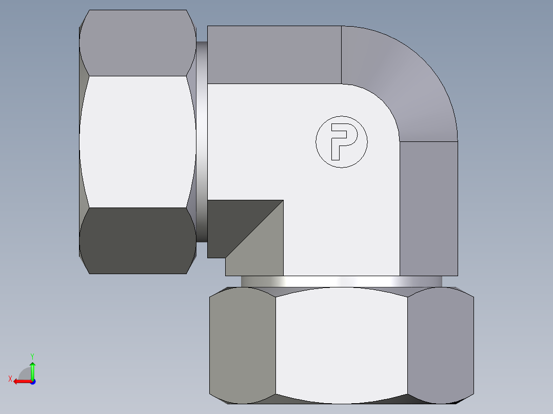 卡套式工业通用硬管接头EO_Union_elbow_W28L71后视图