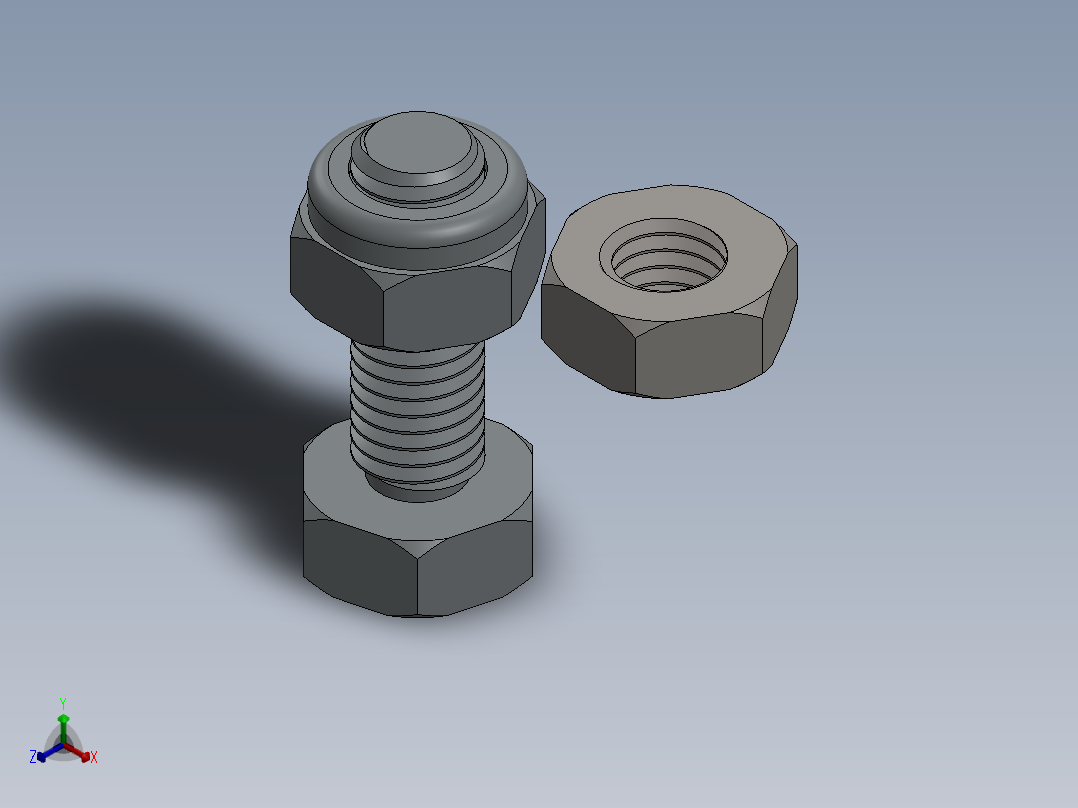螺钉和螺母M10正等轴测图