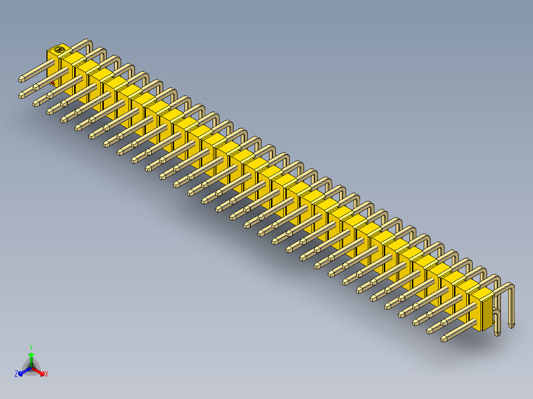 彩色公排针 100mil 2.54mm 系列-DS1022_yellow_2x31p_100mil_TypeD_rev1.0